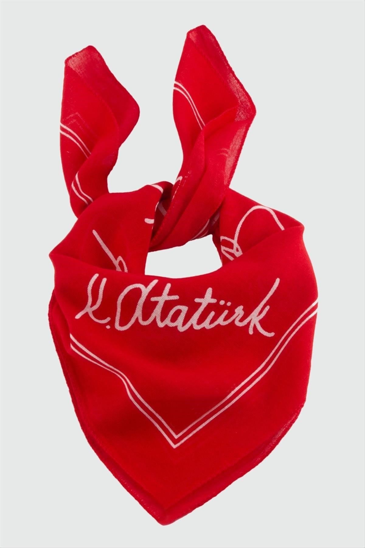 Atatürk İmzalı Desenli Bandana 50*50
