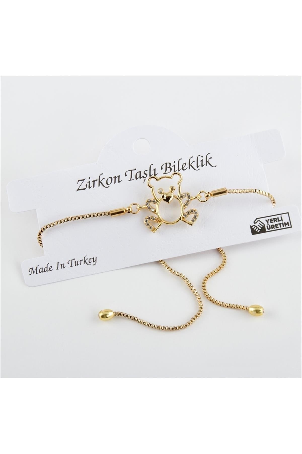 Ayıcık Figürlü Zirkon Taşlı Asansörlü Bileklik