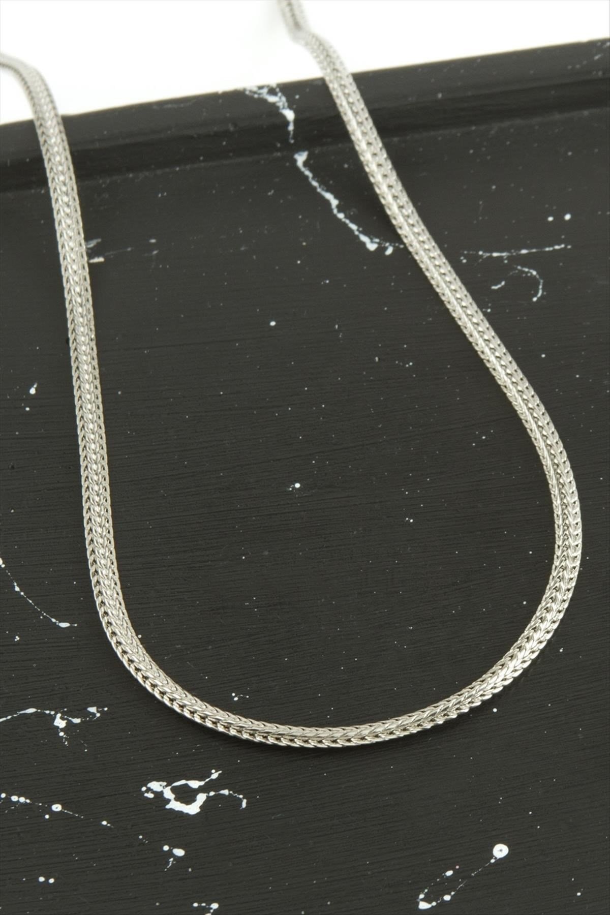 Balık Sırtı Zincir Çelik Kolye 45 cm