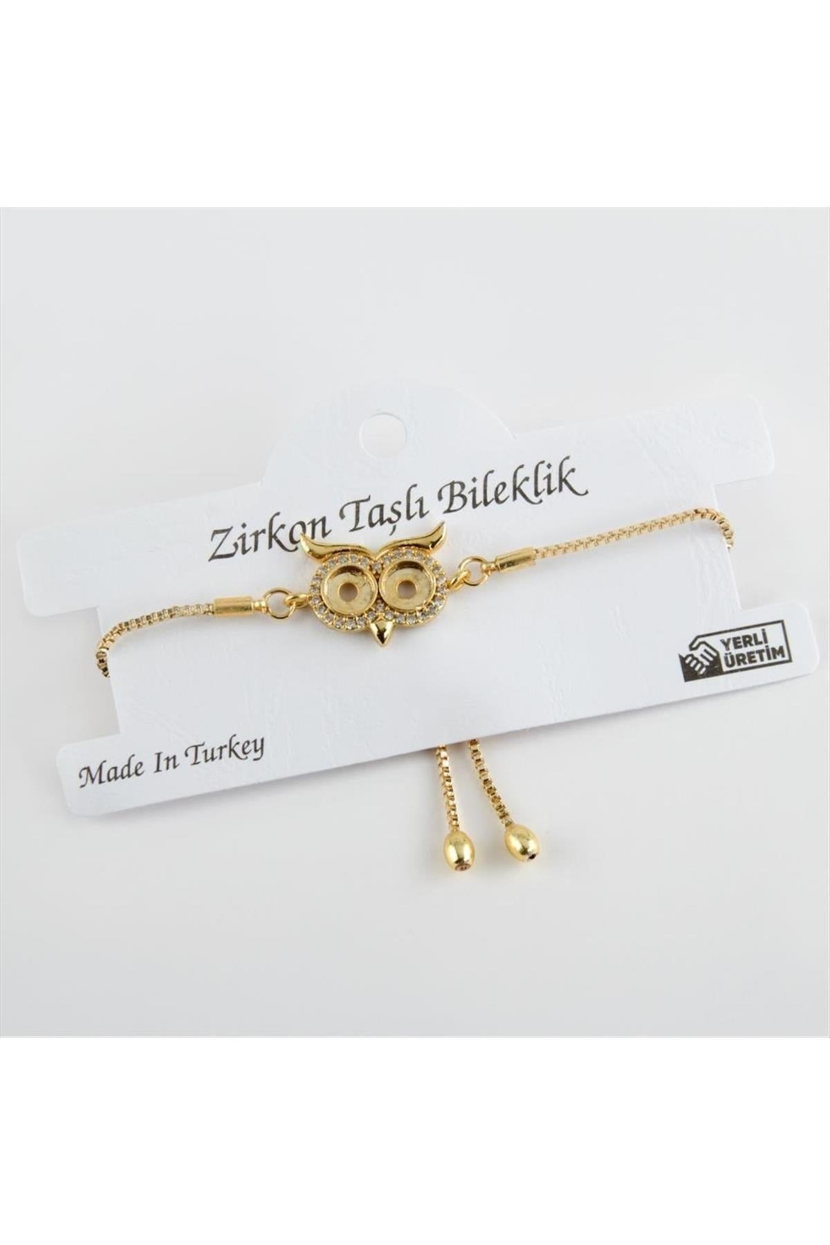Baykuş Figürlü Zirkon Taşlı Asansörlü Bileklik
