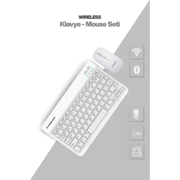 Beyaz Kablosuz Klavye Ve Mouse Seti