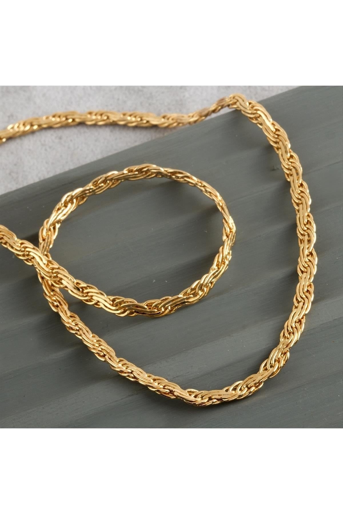 Burgulu Lüks Çelik Zincir Kolye 45 cm
