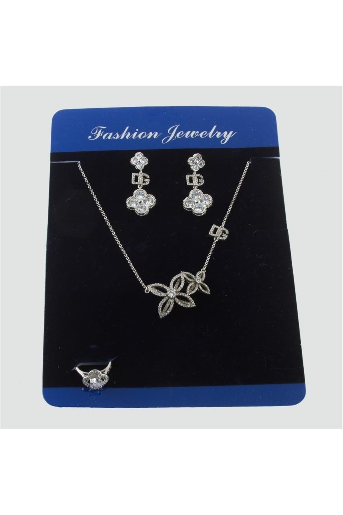 Çiçek Figürlü Zirkon Taşlı Set Kolye
