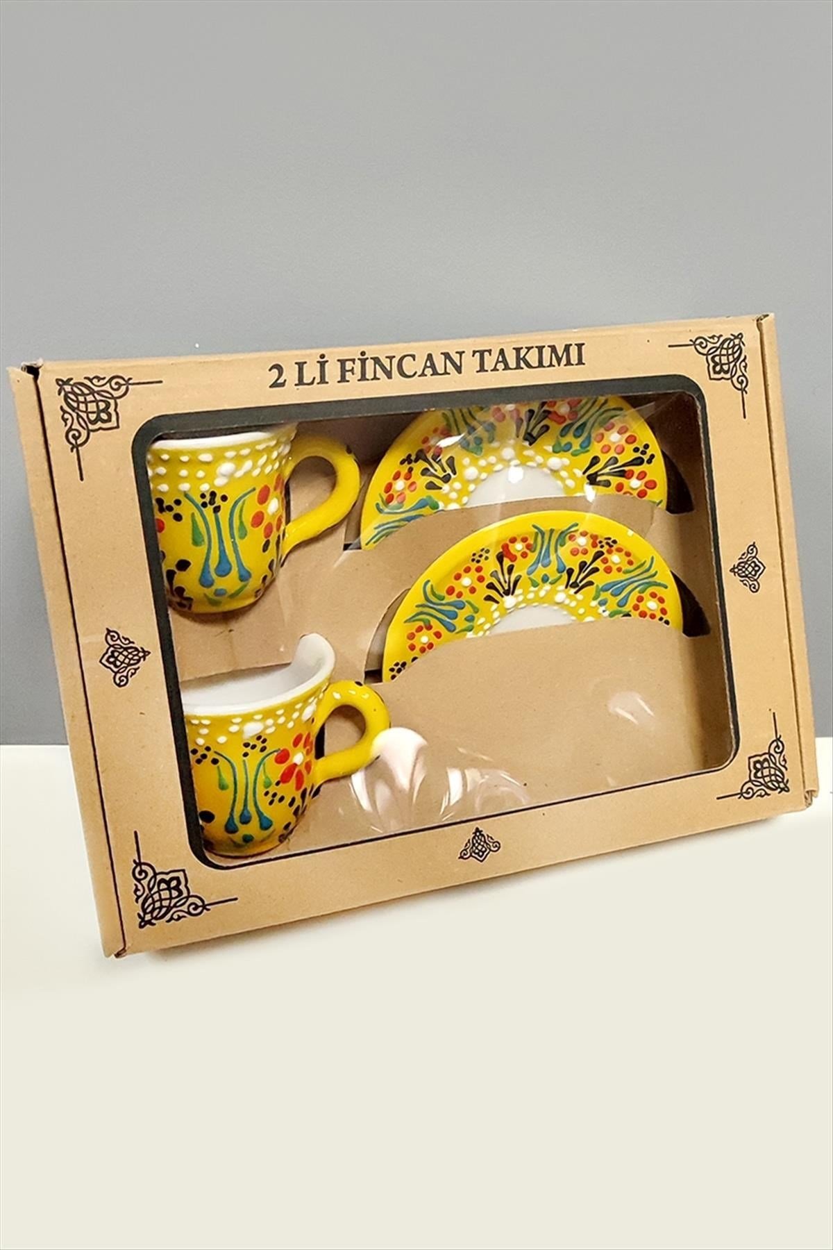 Çini Desenli Seramik İkili Fincan Takımı