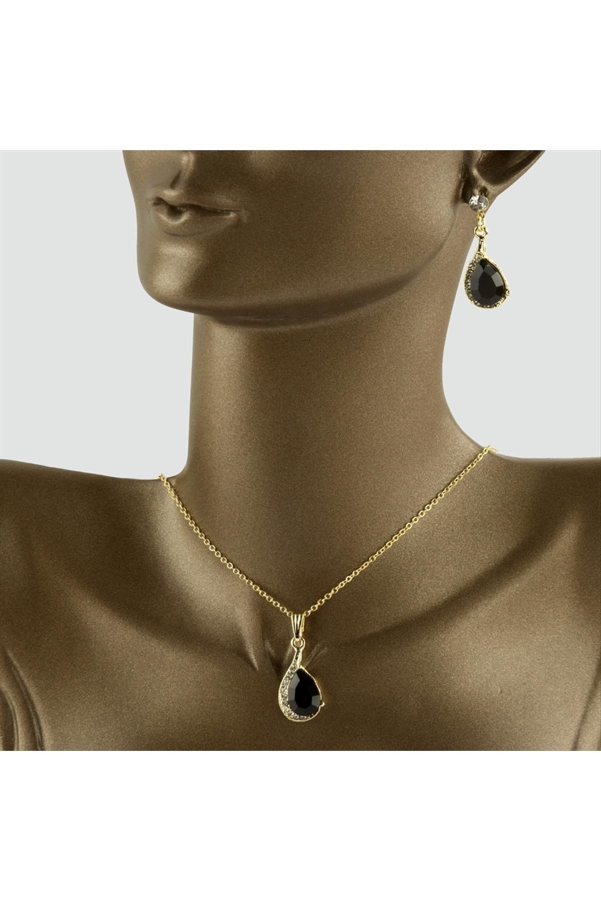 Damla Figürlü Taşlı Set Kolye