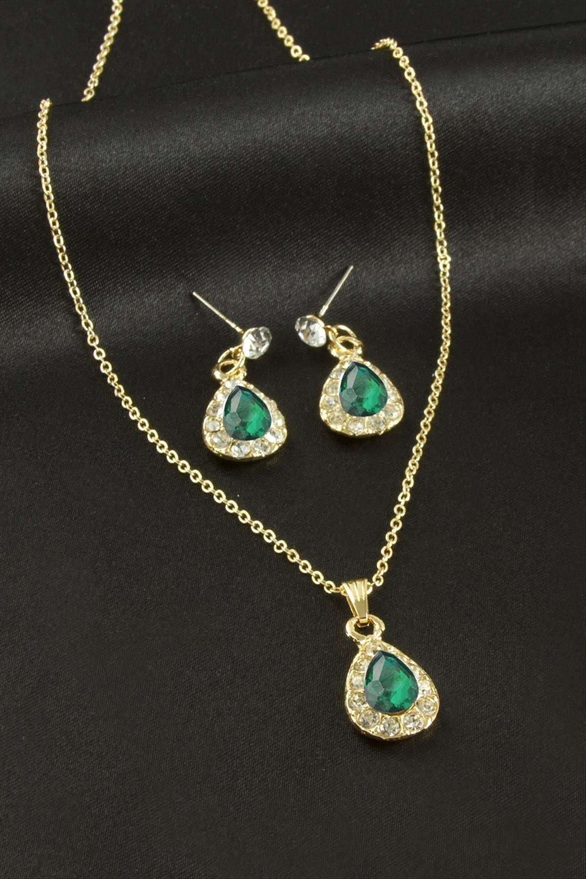 Damla Taşlı Set Kolye