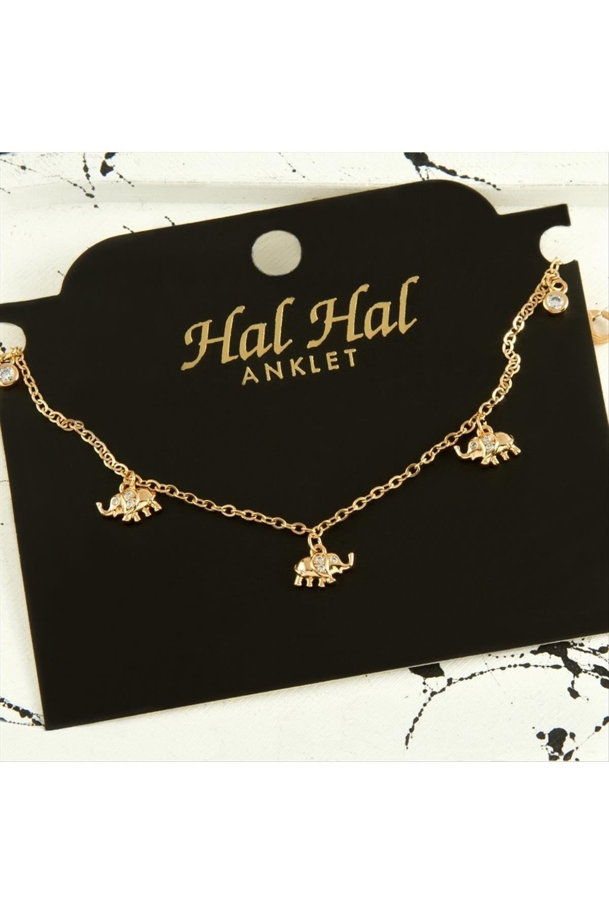 Fil Zirkon Taşlı Lüks Çelik Halhal