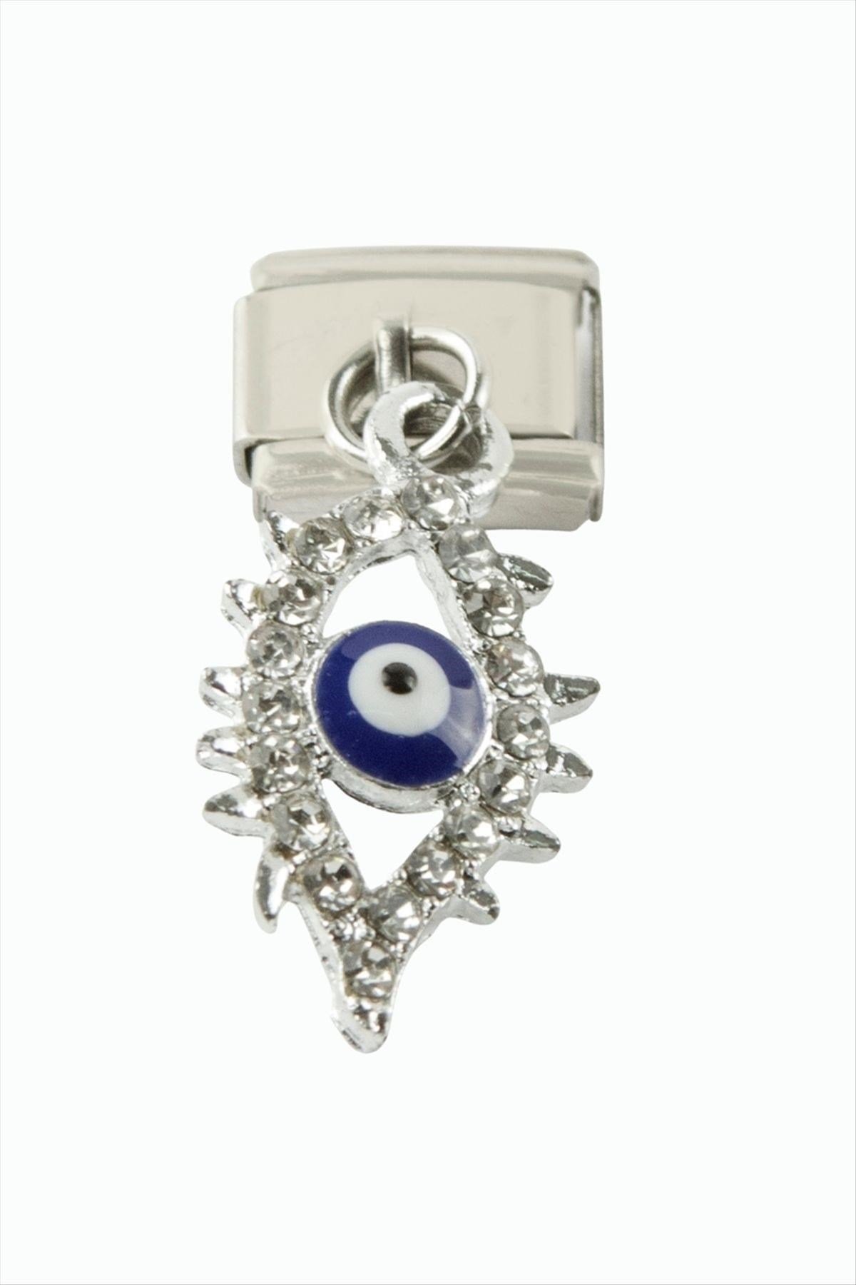 Göz Zirkon Taşlı Sallatılı Çelik Charm