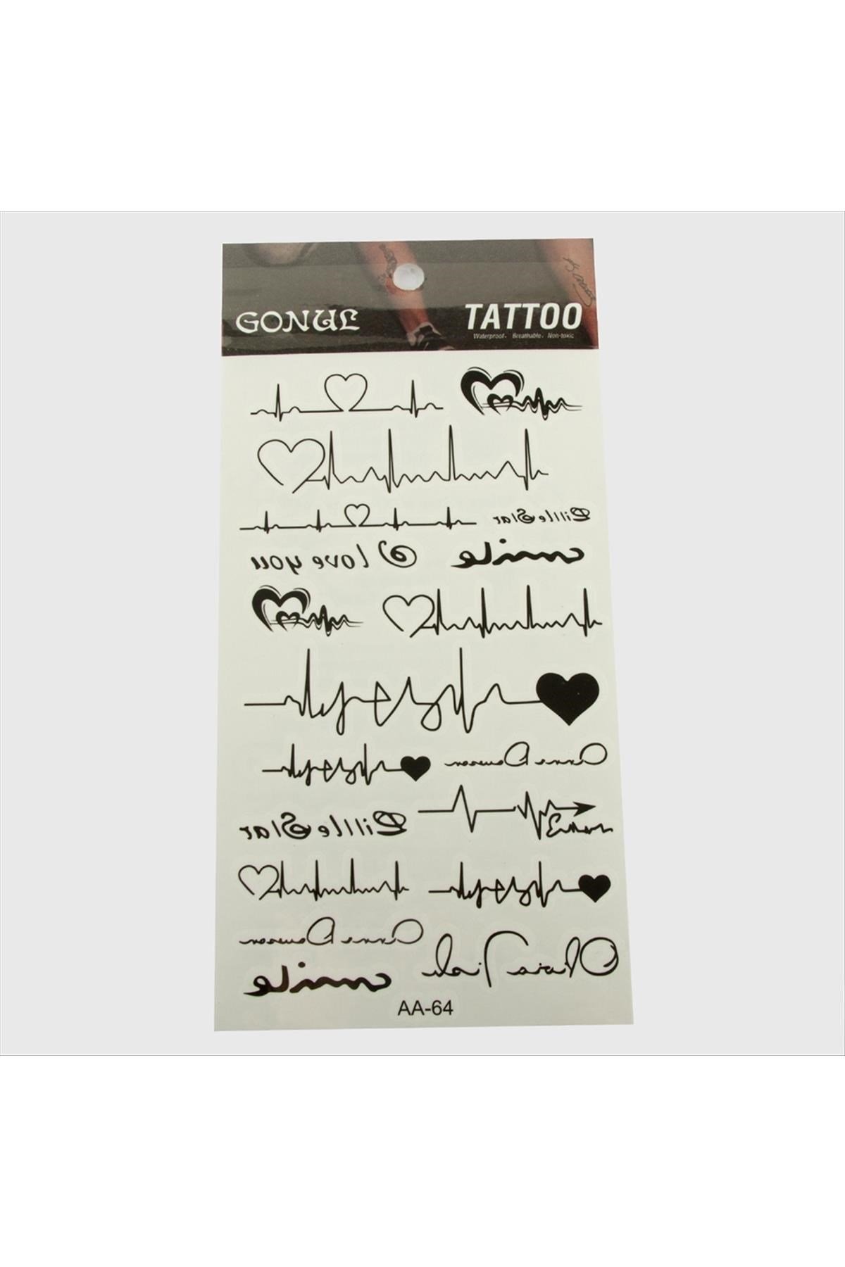 Kalp Ritim Tattoo Dövme Sticker