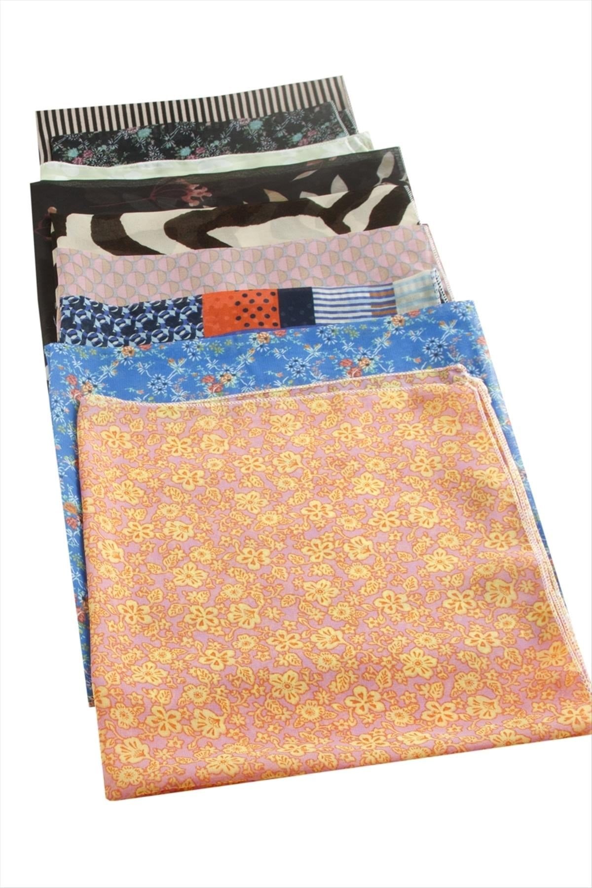 Karışık Desenli Şifon Fular 50 cm