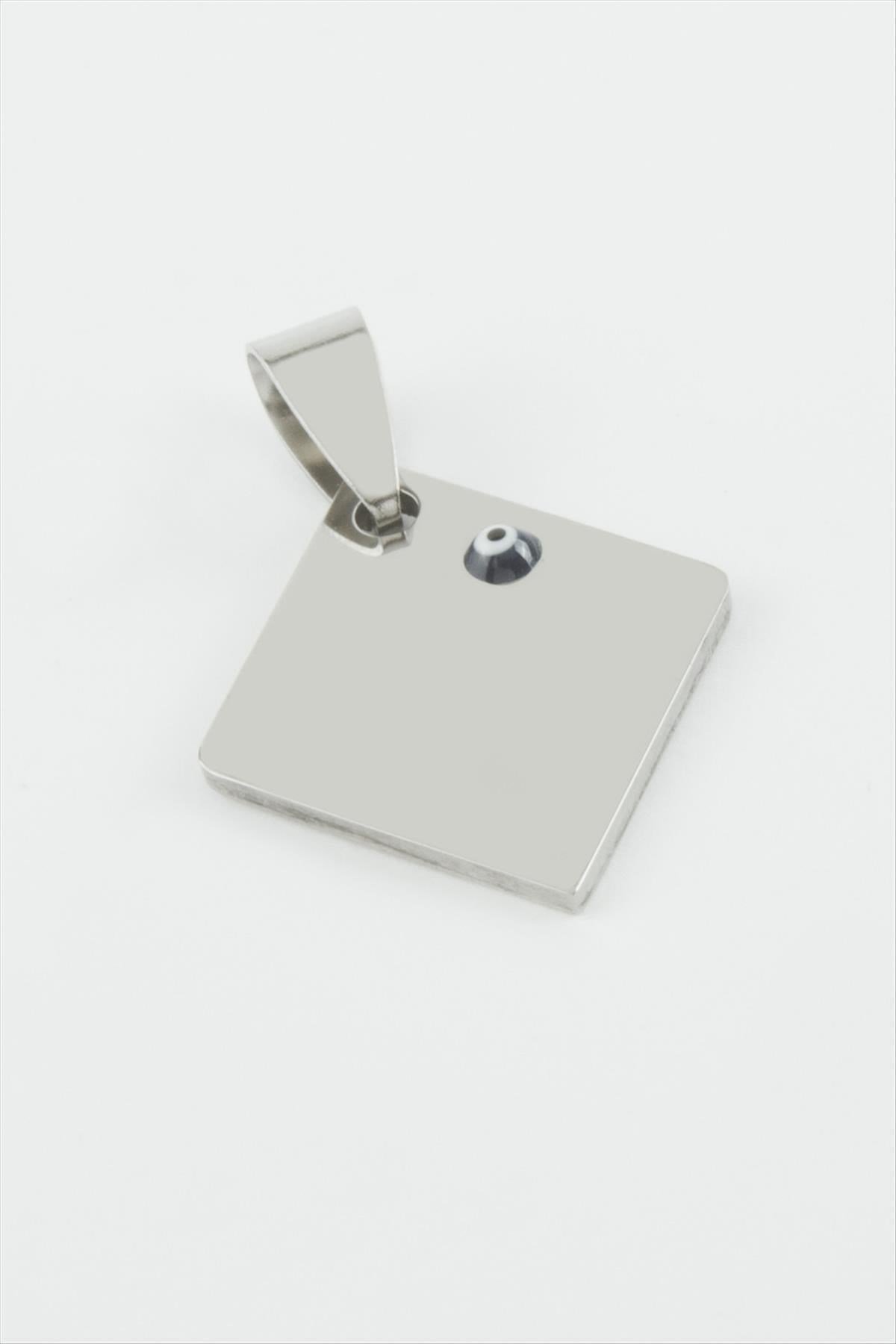 Köşeli İsim Yazılabilir Çelik Kolye Ucu 1,8*2,5 cm