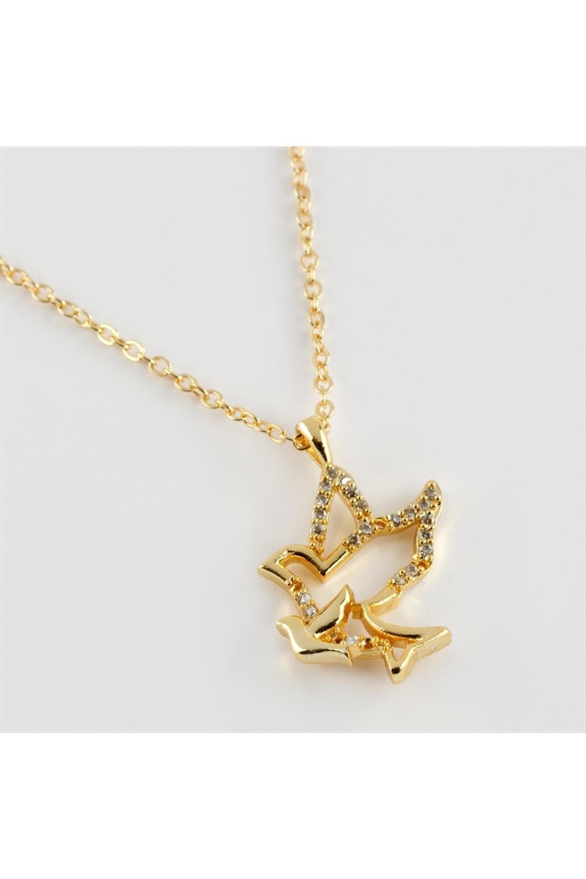 Kuş Figürlü Zirkon Taşlı Trend Kolye