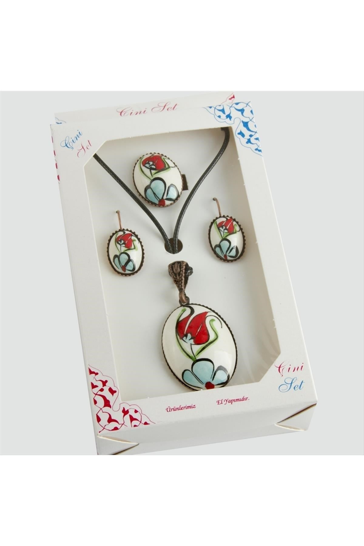 Lale Çini Set Kolye