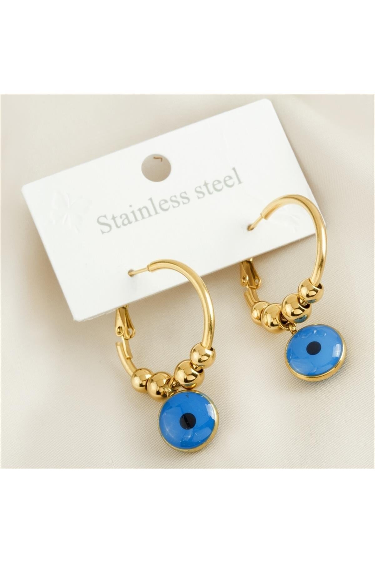 Nazar Lüks Çelik Küpe