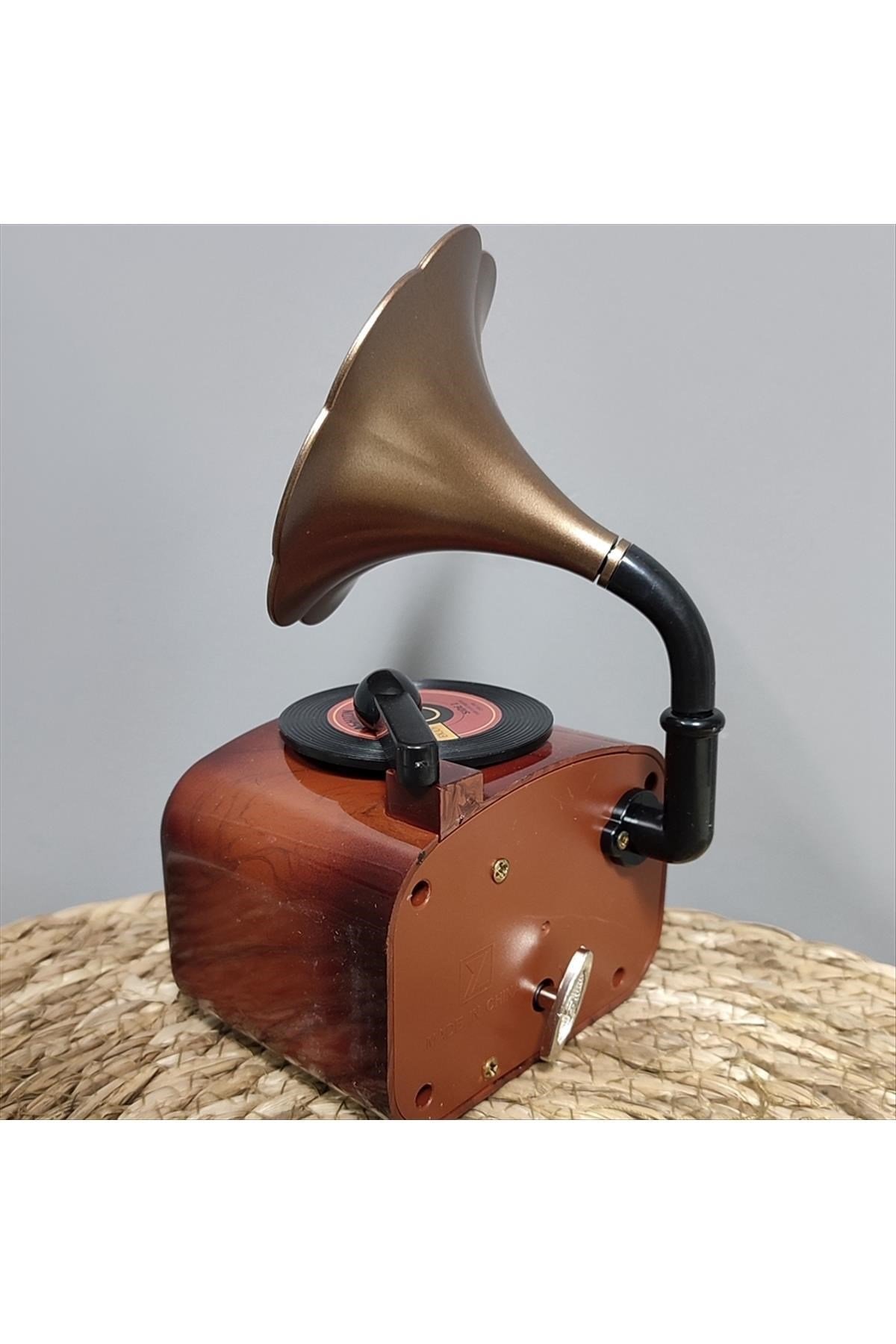Nostaljik Gramafon Hareketli Müzik Kutusu