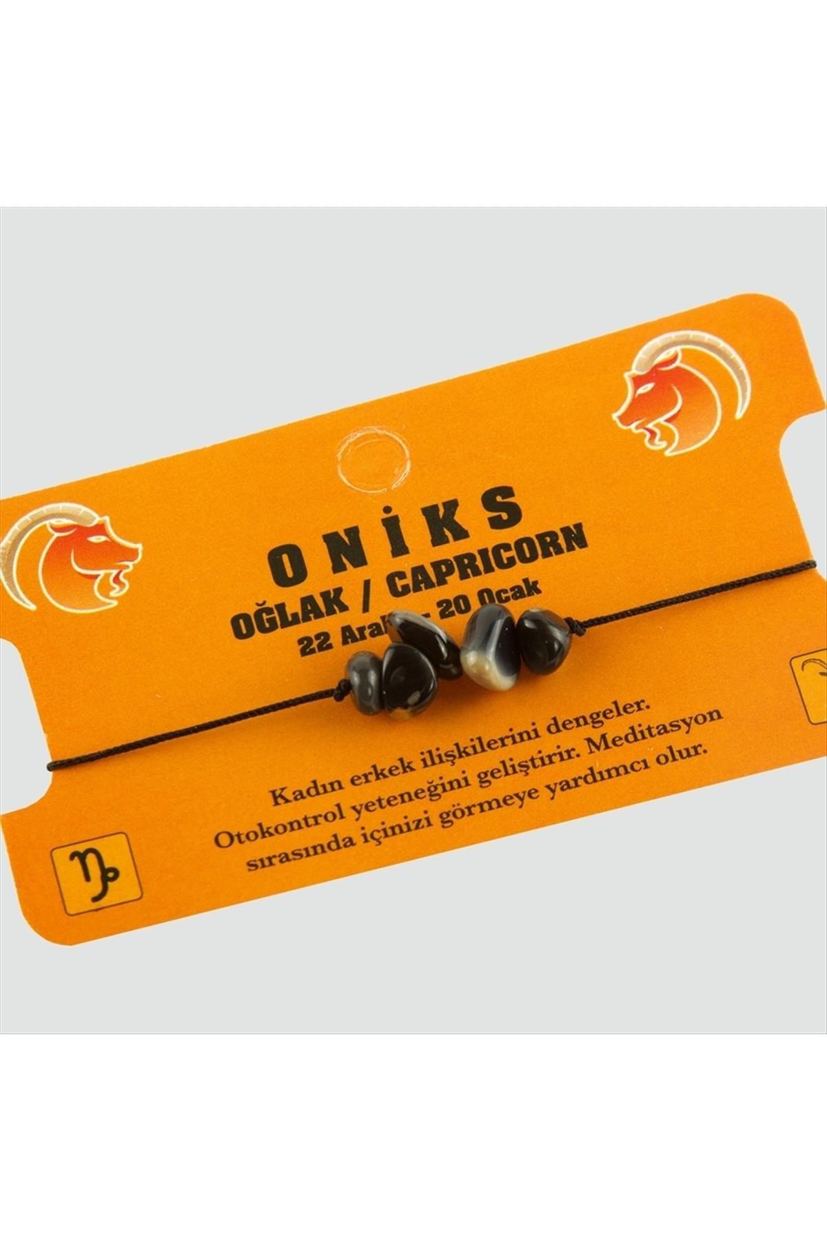 Oniks Doğal Taşlı Oğlak Burç Bileklik