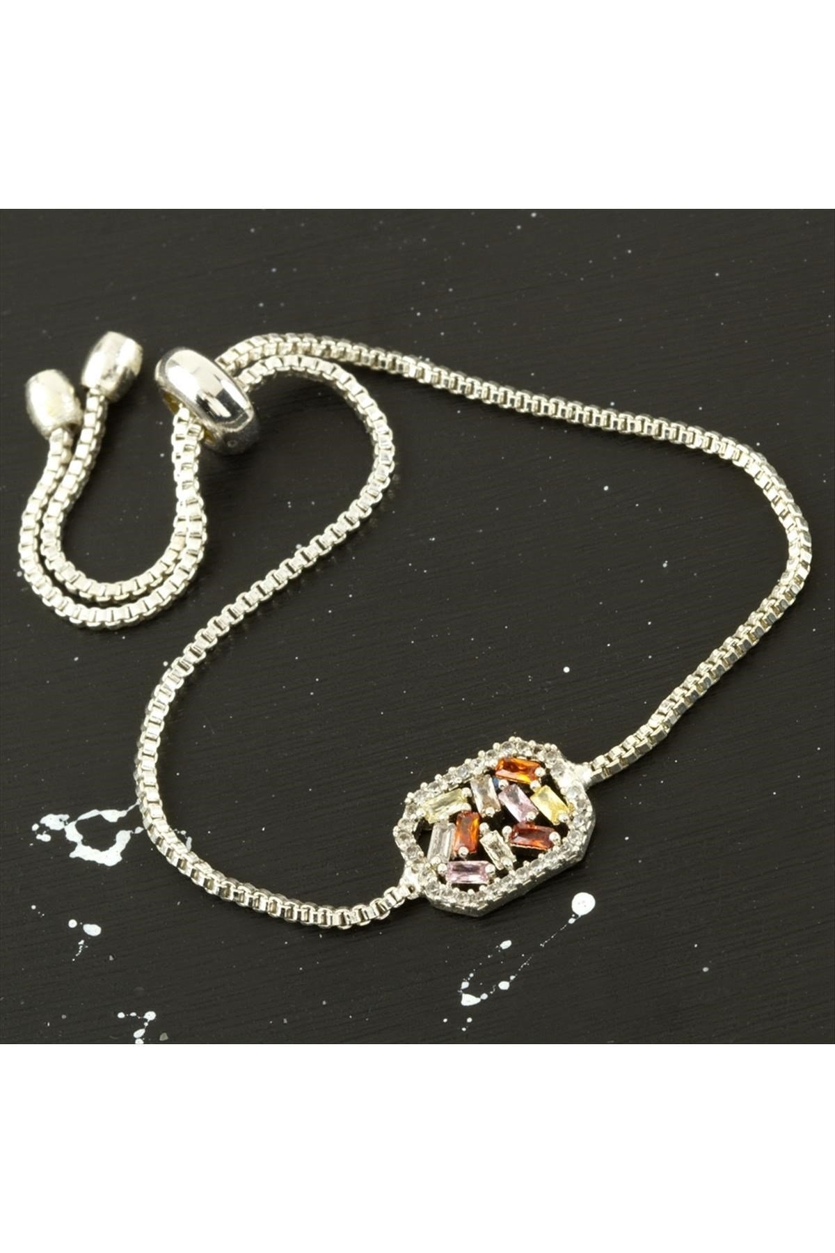 Oval Baget Taşlı Asansörlü Bileklik