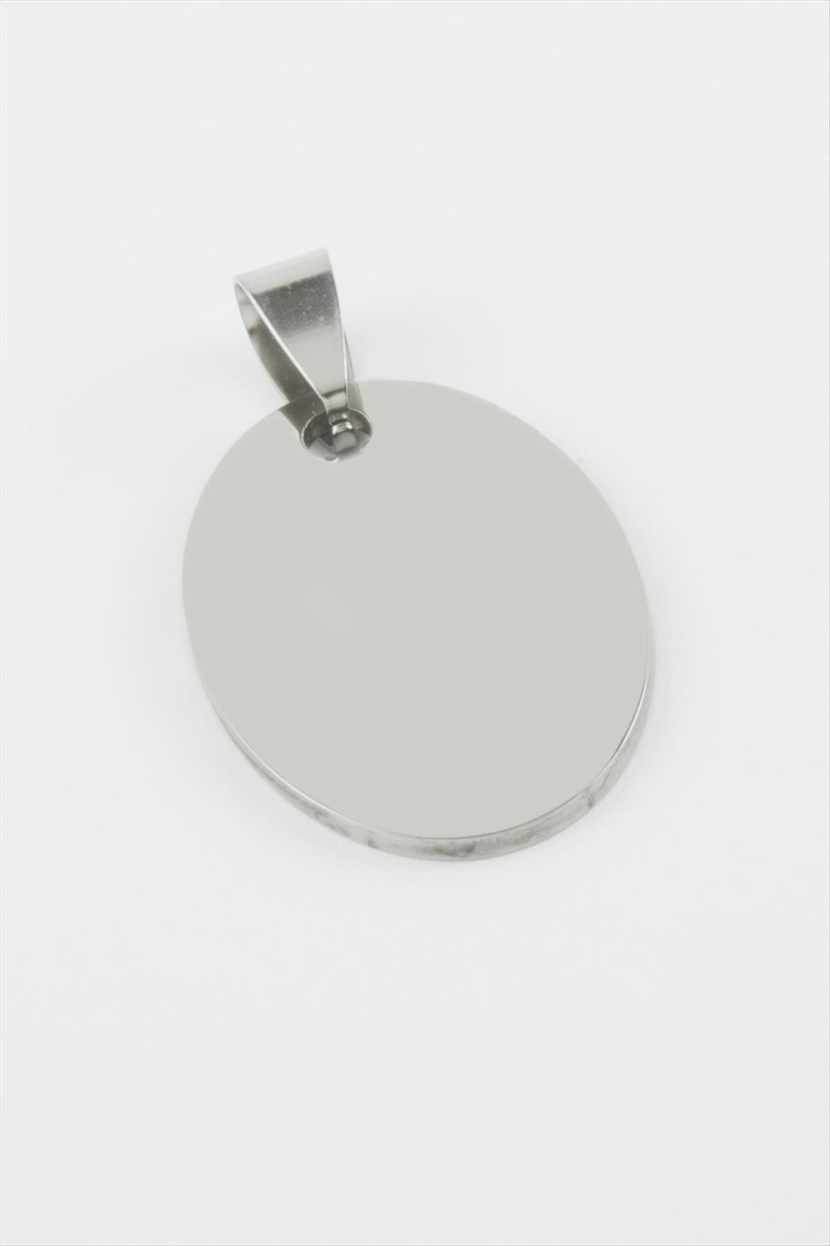 Oval İsim Yazılabilir Çelik Kolye Ucu 2*2,5 cm