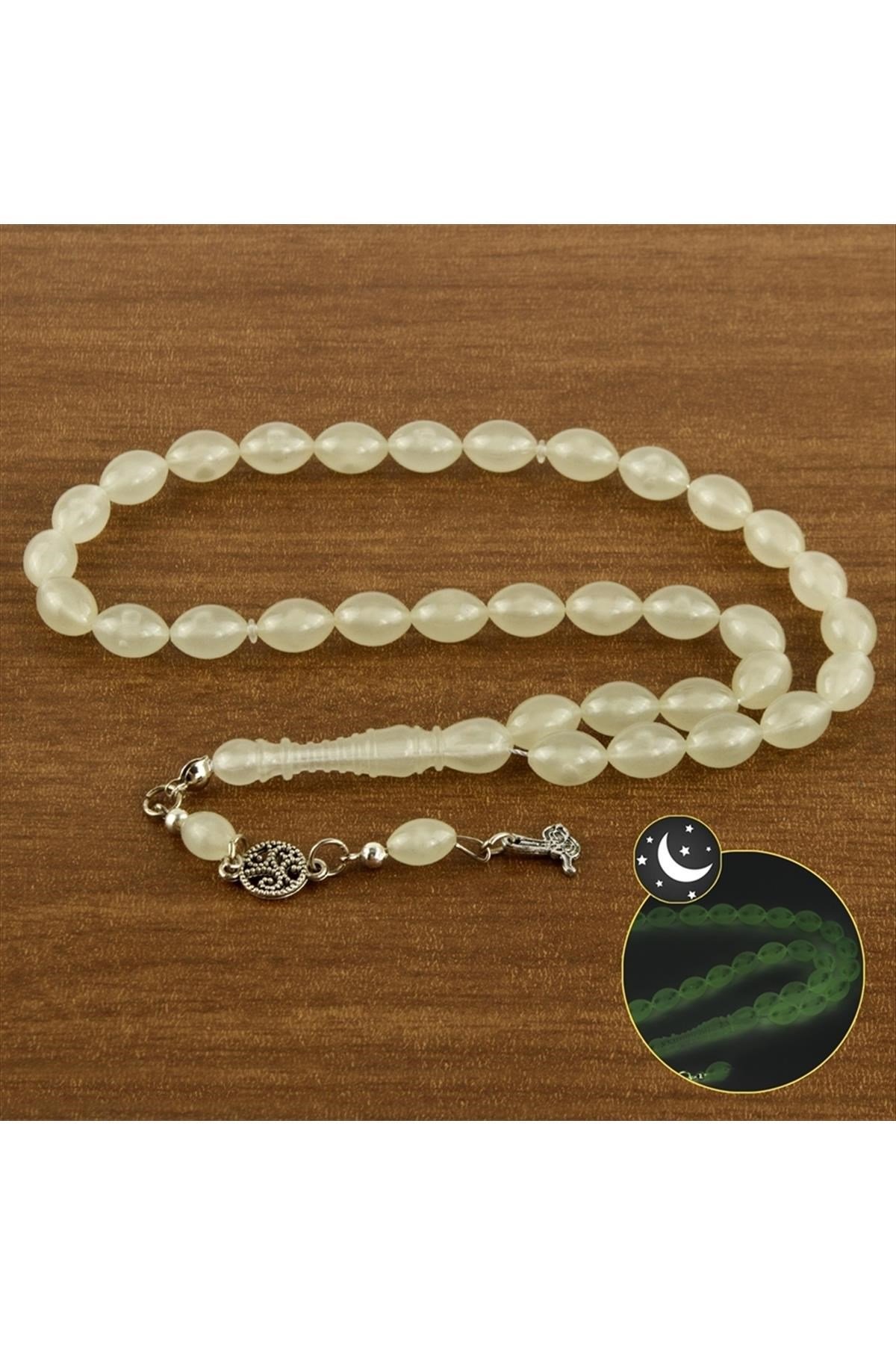 Oval Kesim Fosforlu Tesbih 6*12 mm