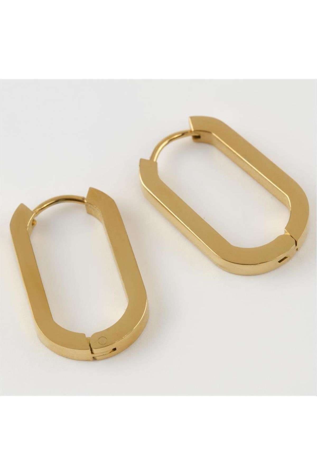 Oval Lüks Çelik Küpe 2 cm