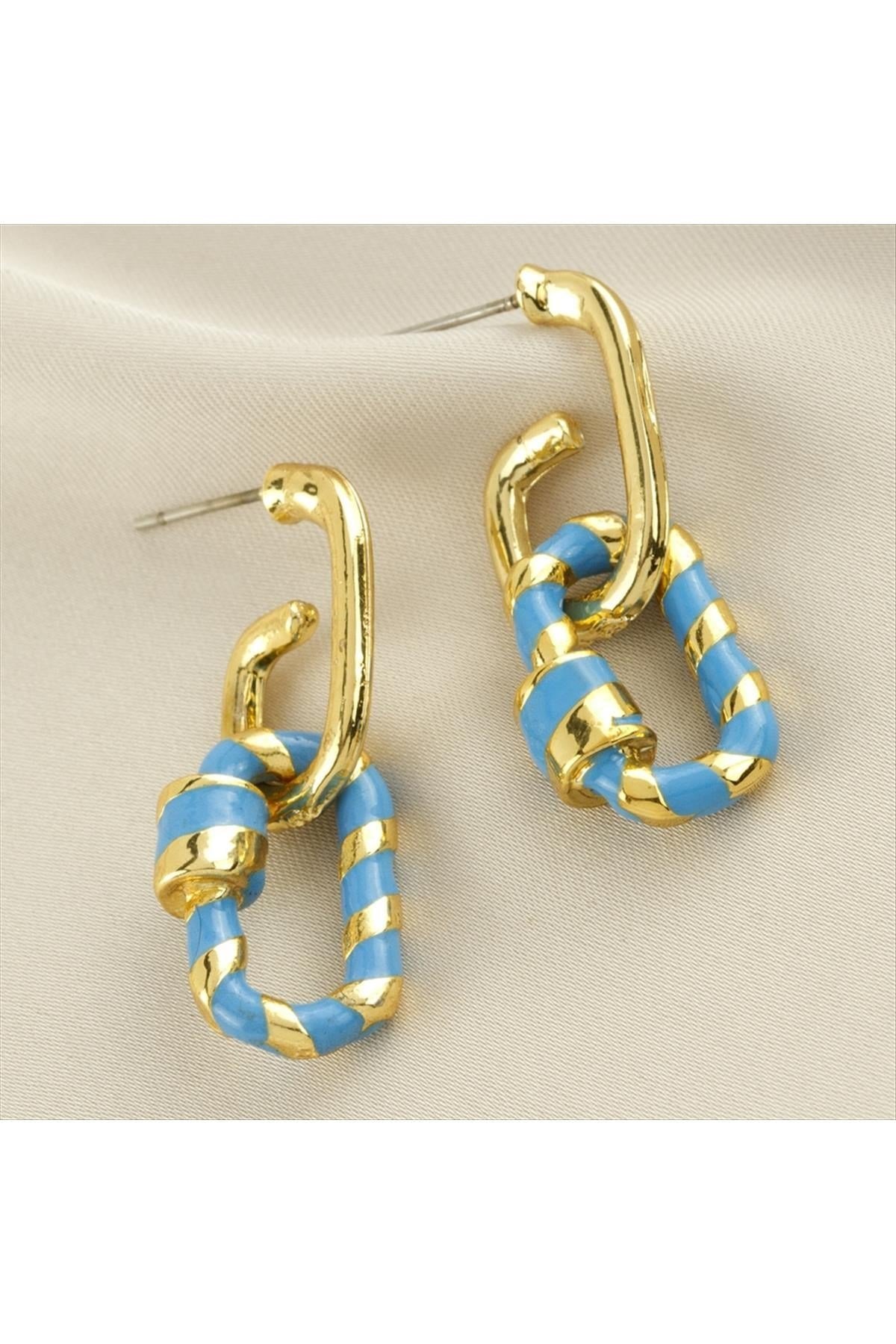 Oval Mineli Küpe 3 cm Küçük