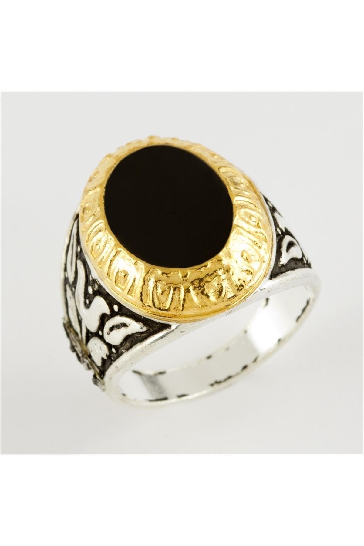 Oval Motifli Metal Erkek Yüzük