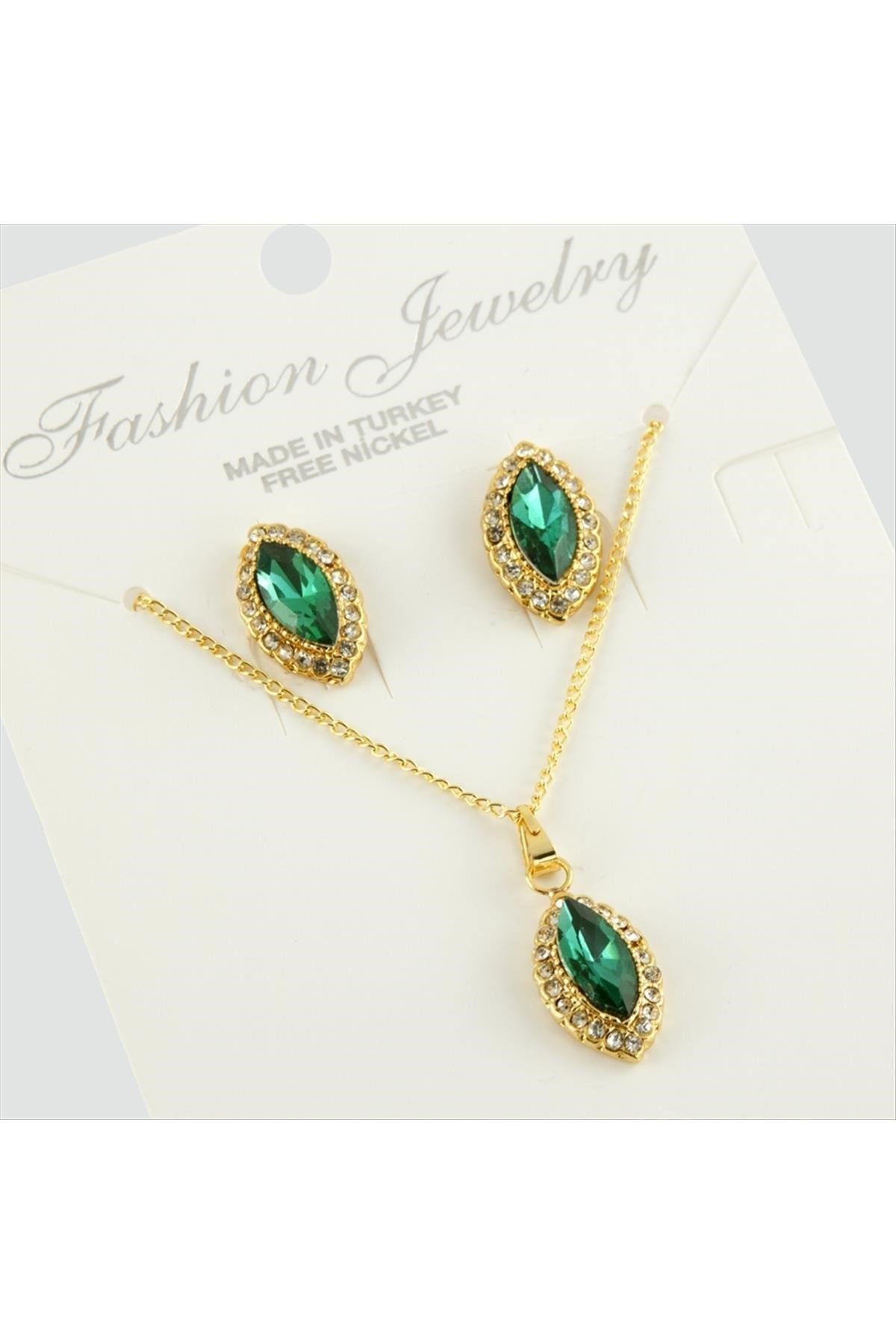 Oval Trend Yeni Sezon Taşlı Set Kolye