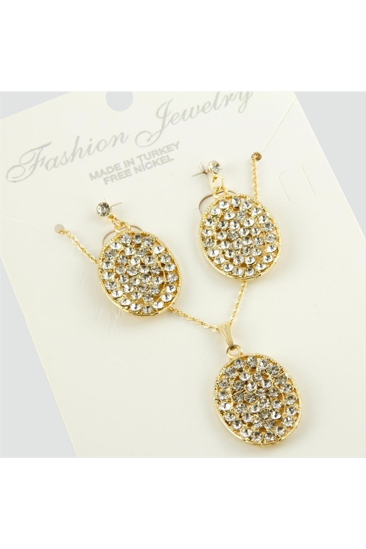 Oval Trend Yeni Sezon Taşlı Set Kolye