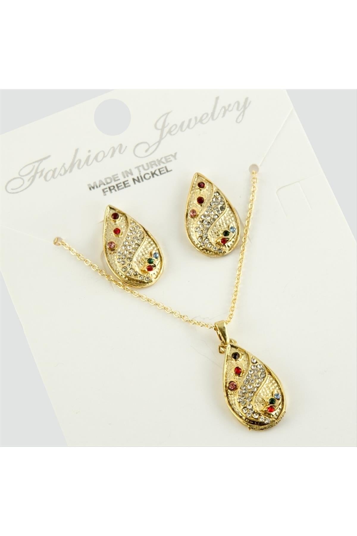 Oval Trend Yeni Sezon Taşlı Set Kolye