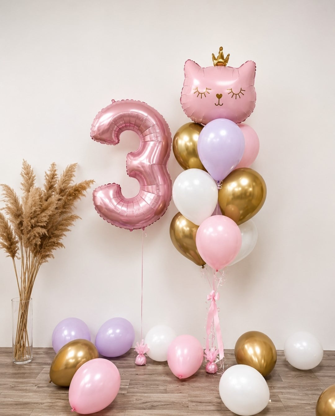PEMBE TAÇLI KEDİ DOĞUM GÜNÜ PARTİSİ SETİ - YAŞ GÜNÜ KONSEPTİ