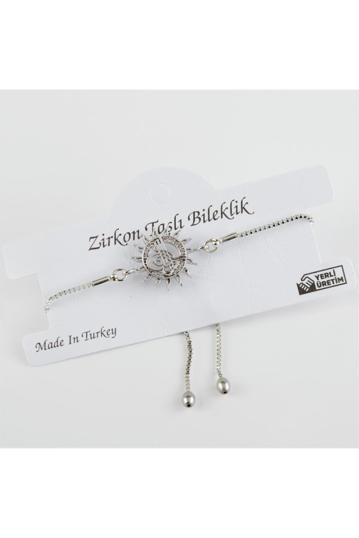 Tuğra Figürlü Zirkon Taşlı Asansörlü Bileklik