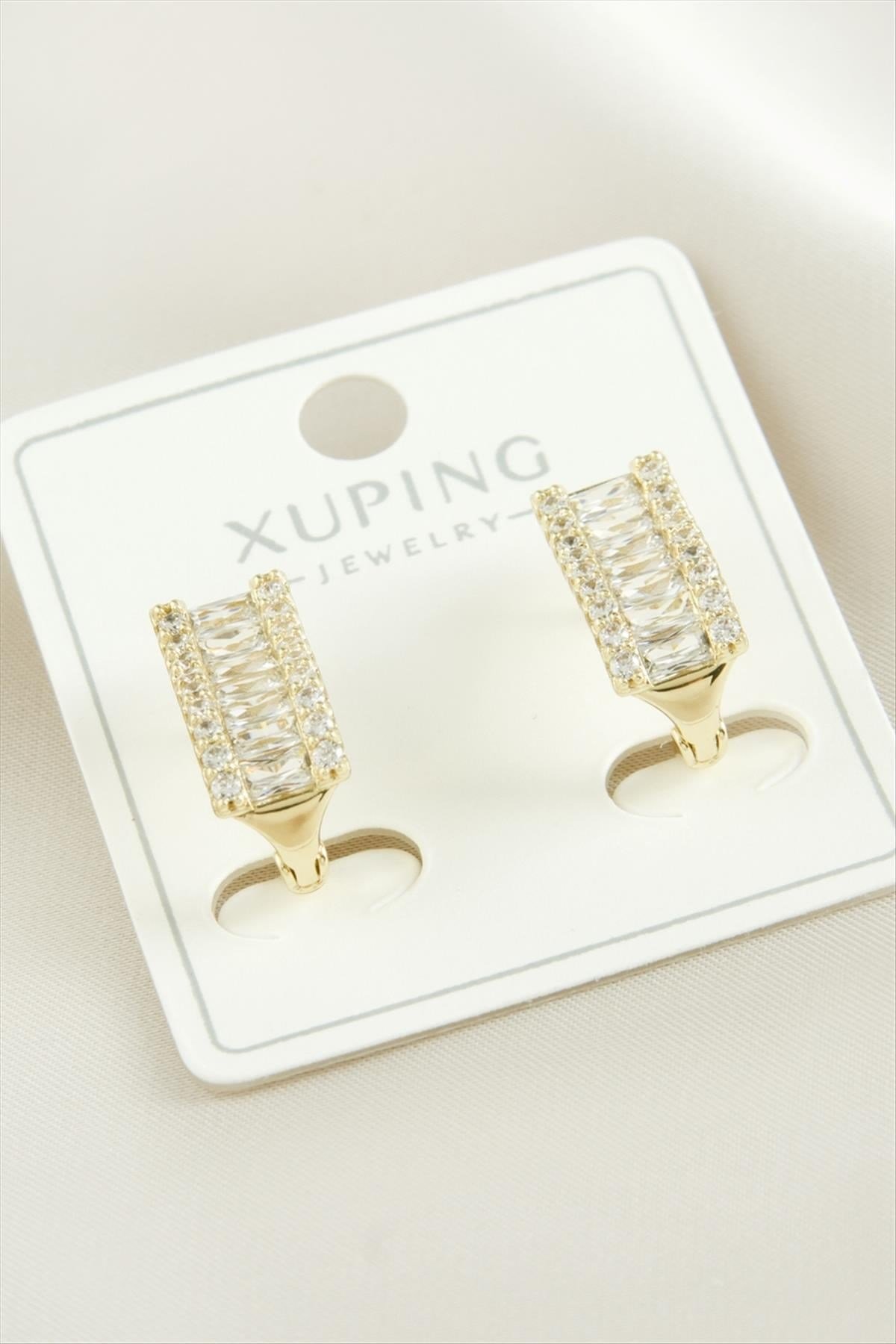 Xuping Baget Taşlı Lüks Çelik Küpe