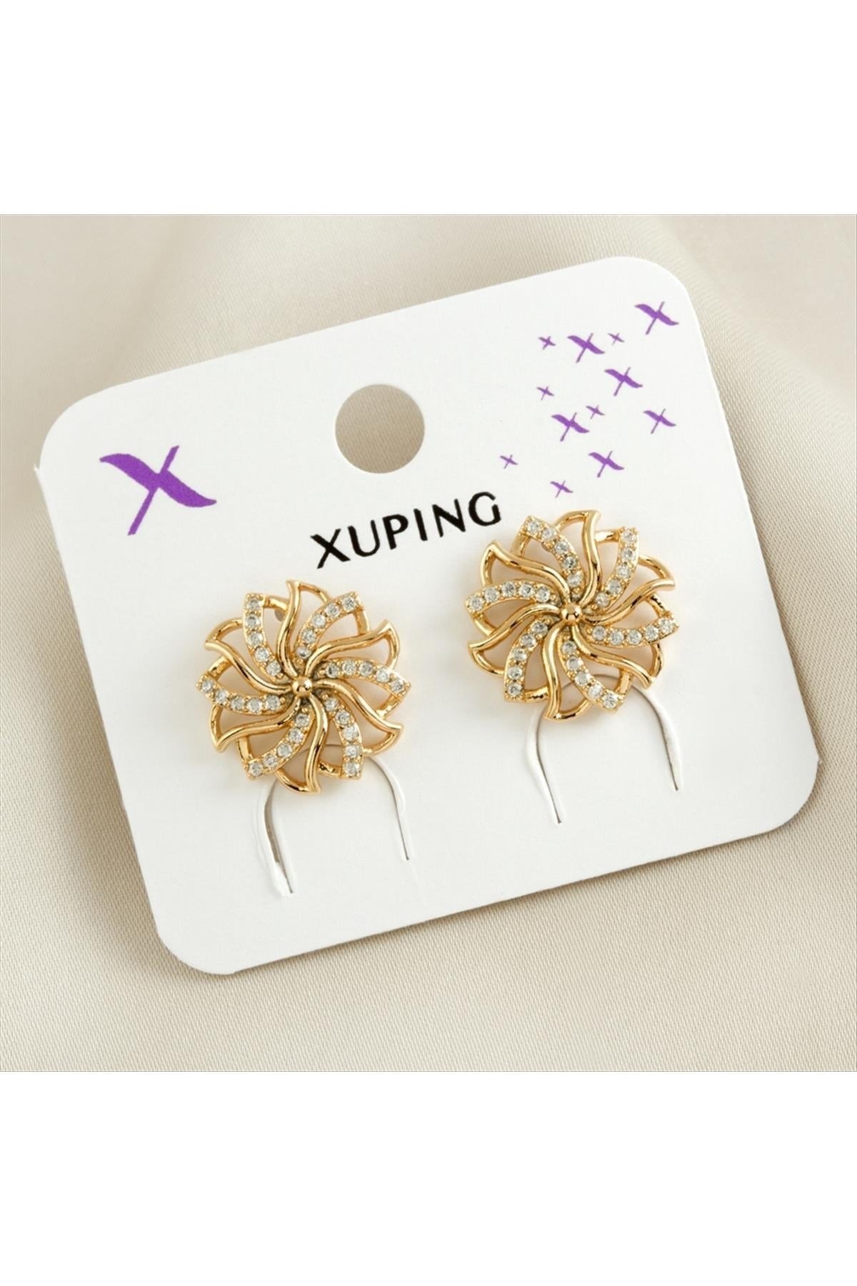 Xuping Çiçek Zirkon Taşlı Lüks Küpe