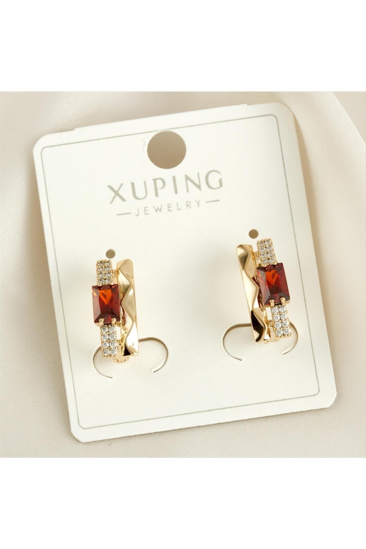 Xuping Kare Zirkon Taşlı Lüks Küpe