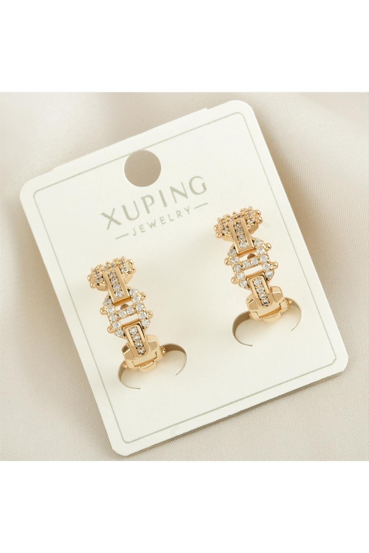 Xuping Labirent Zirkon Taşlı Lüks Küpe