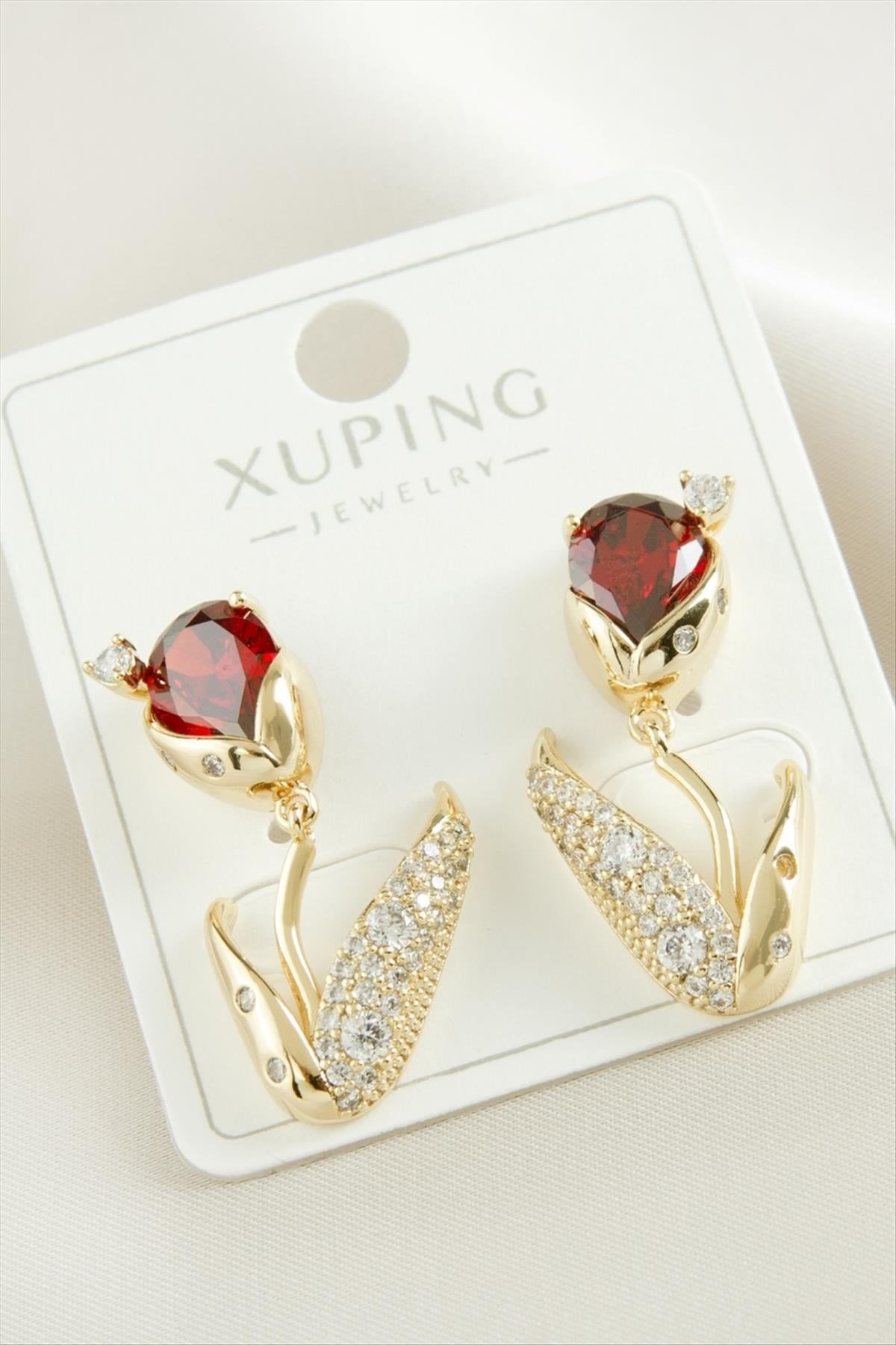 Xuping Orkide Zirkon Taşlı Lüks Çelik Küpe