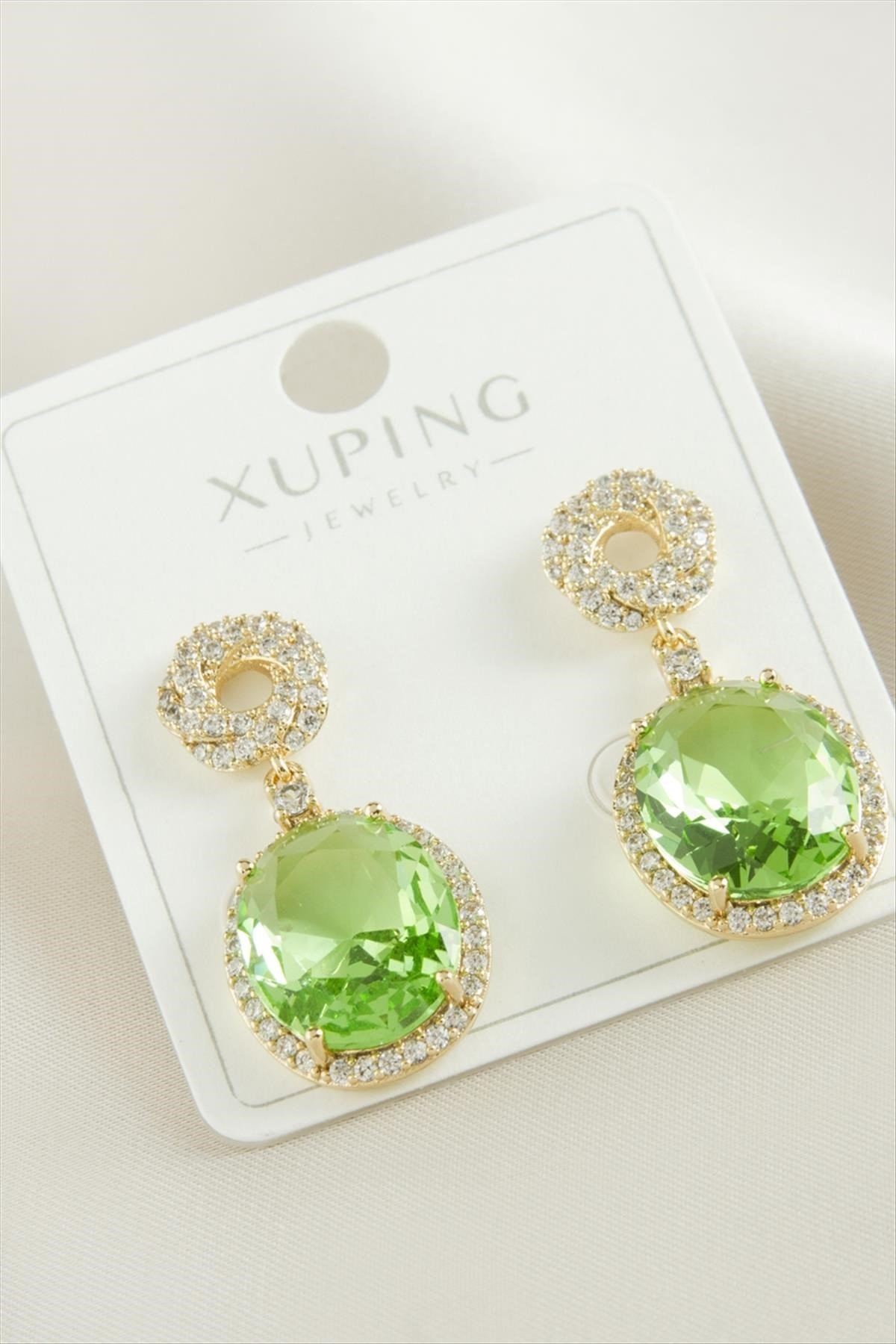 Xuping Oval Zirkon Taşlı Lüks Çelik Küpe