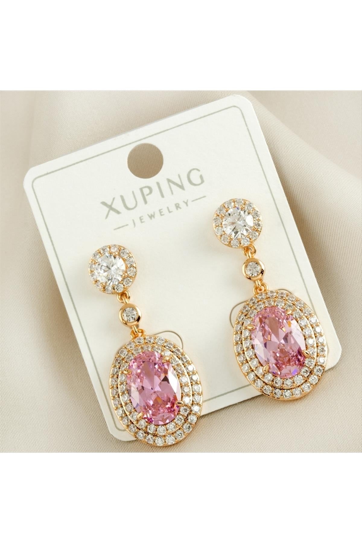 Xuping Oval Zirkon Taşlı Lüks Küpe