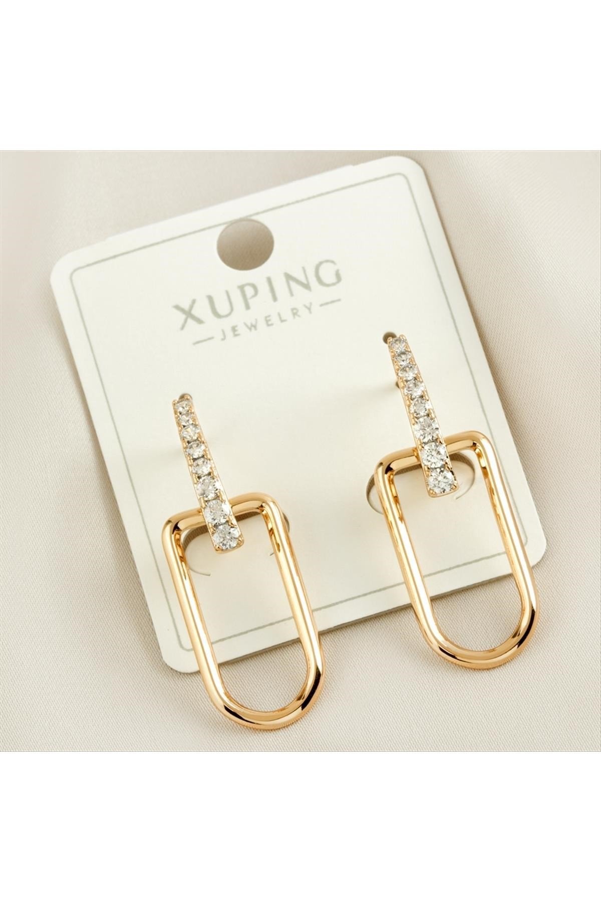 Xuping Oval Zirkon Taşlı Lüks Küpe
