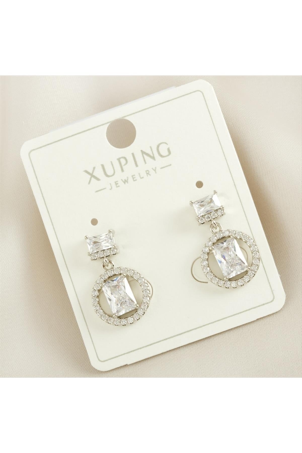 Xuping Yuvarlak Zirkon Taşlı Lüks Küpe
