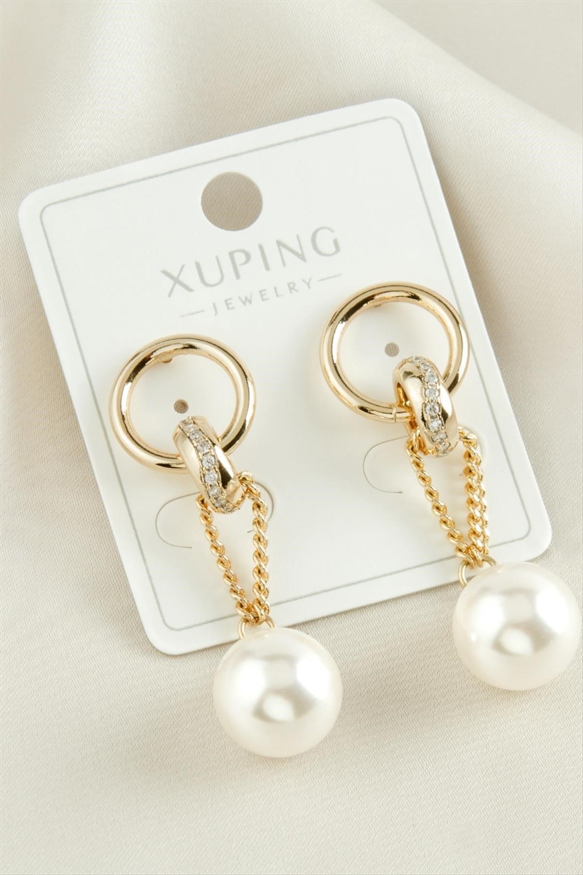 Xuping Zirkon Taşlı Lüks İnci Çelik Küpe