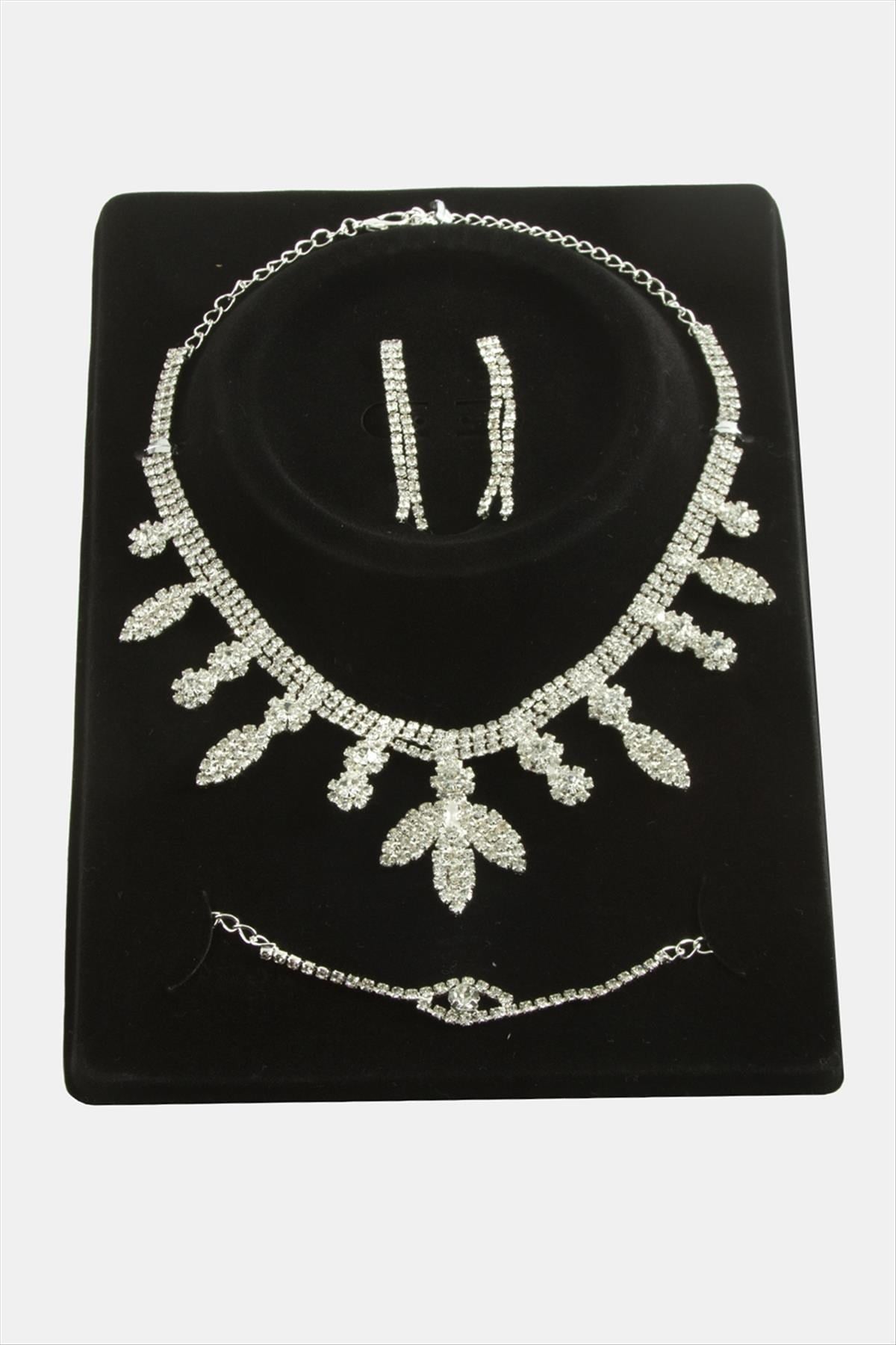 Yaprak Taşlı Lüks Set Kolye