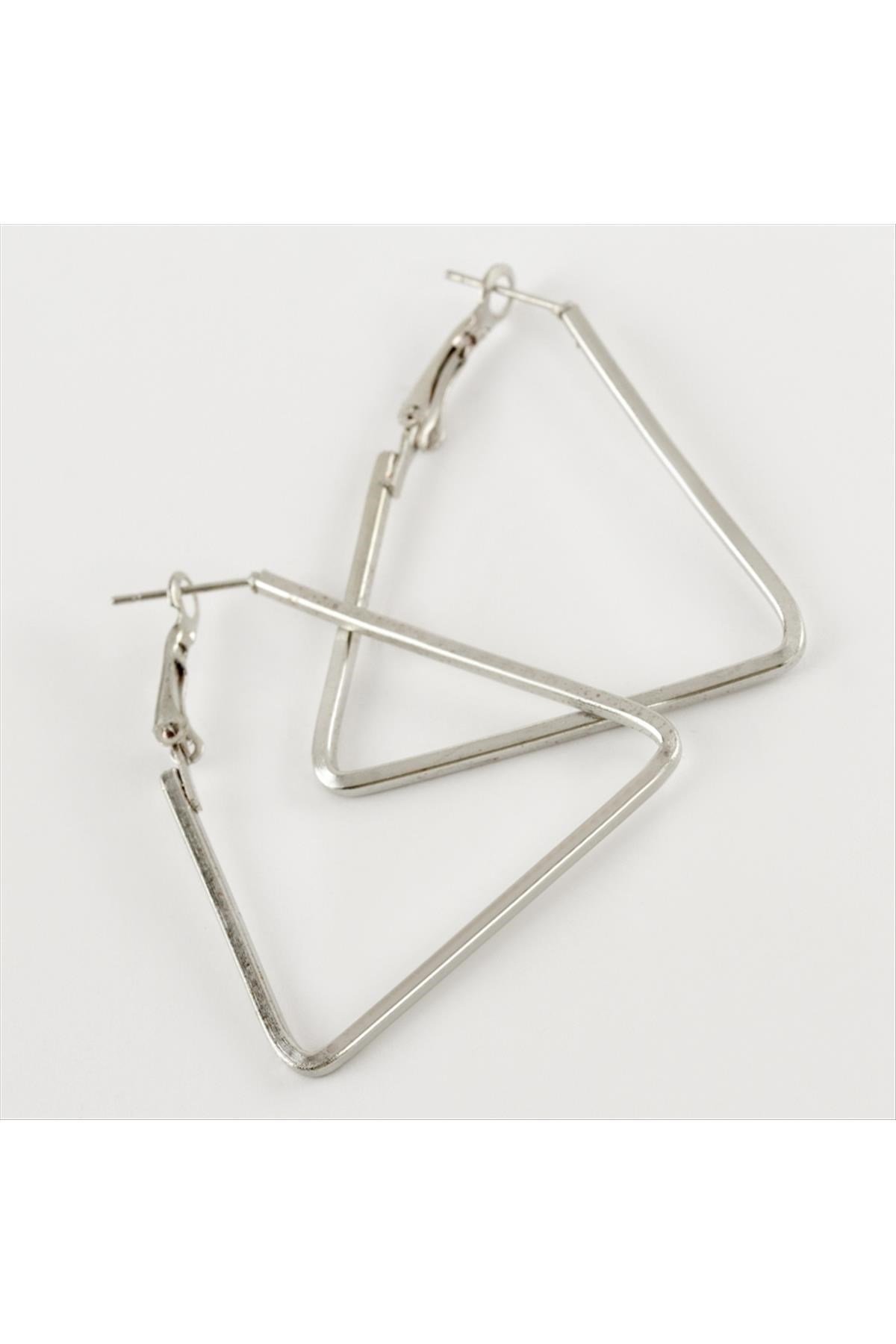 Yeni Sezon Üçgen Metal Halka Küpe 4 cm