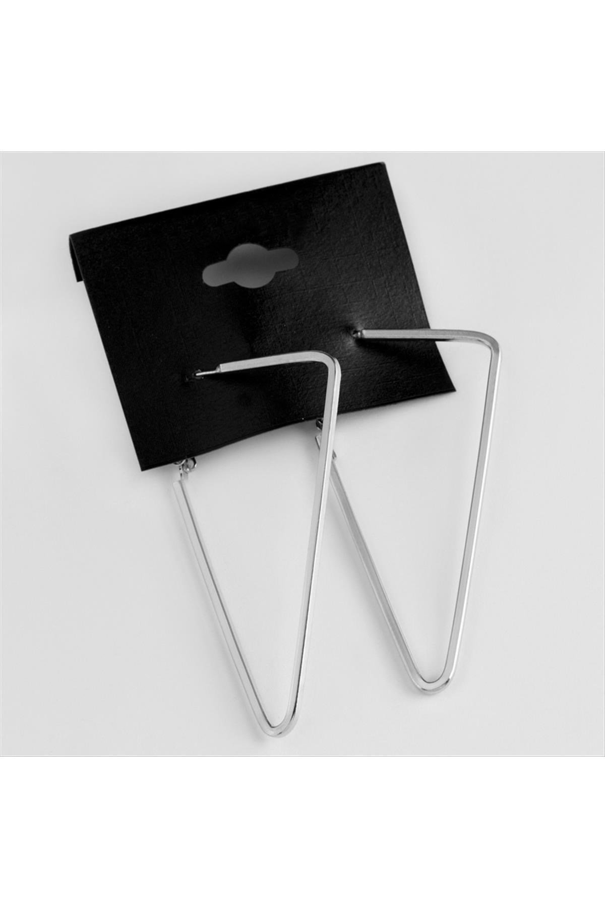 Yeni Sezon Üçgen Metal Halka Küpe 7 cm