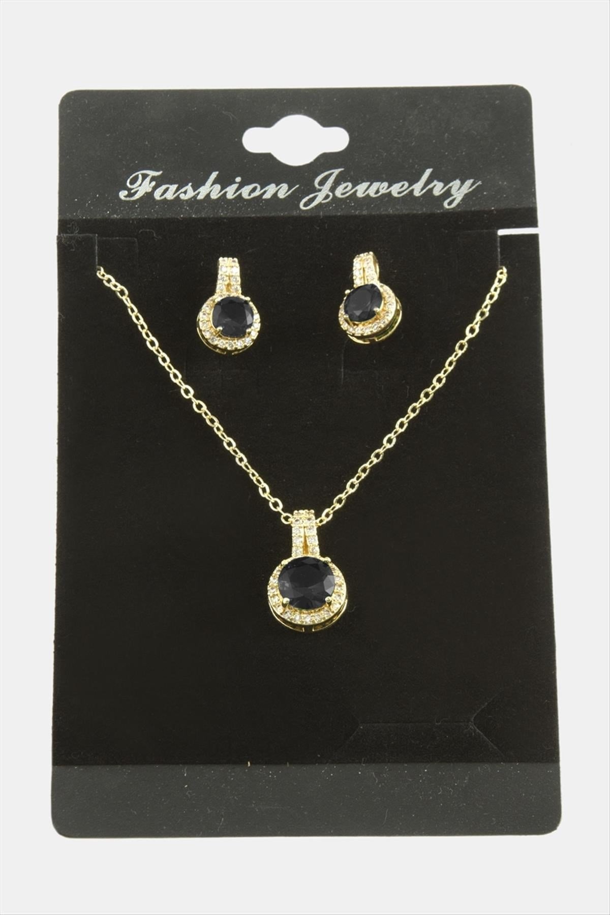 Yuvarlak Zirkon Taşlı Set Kolye