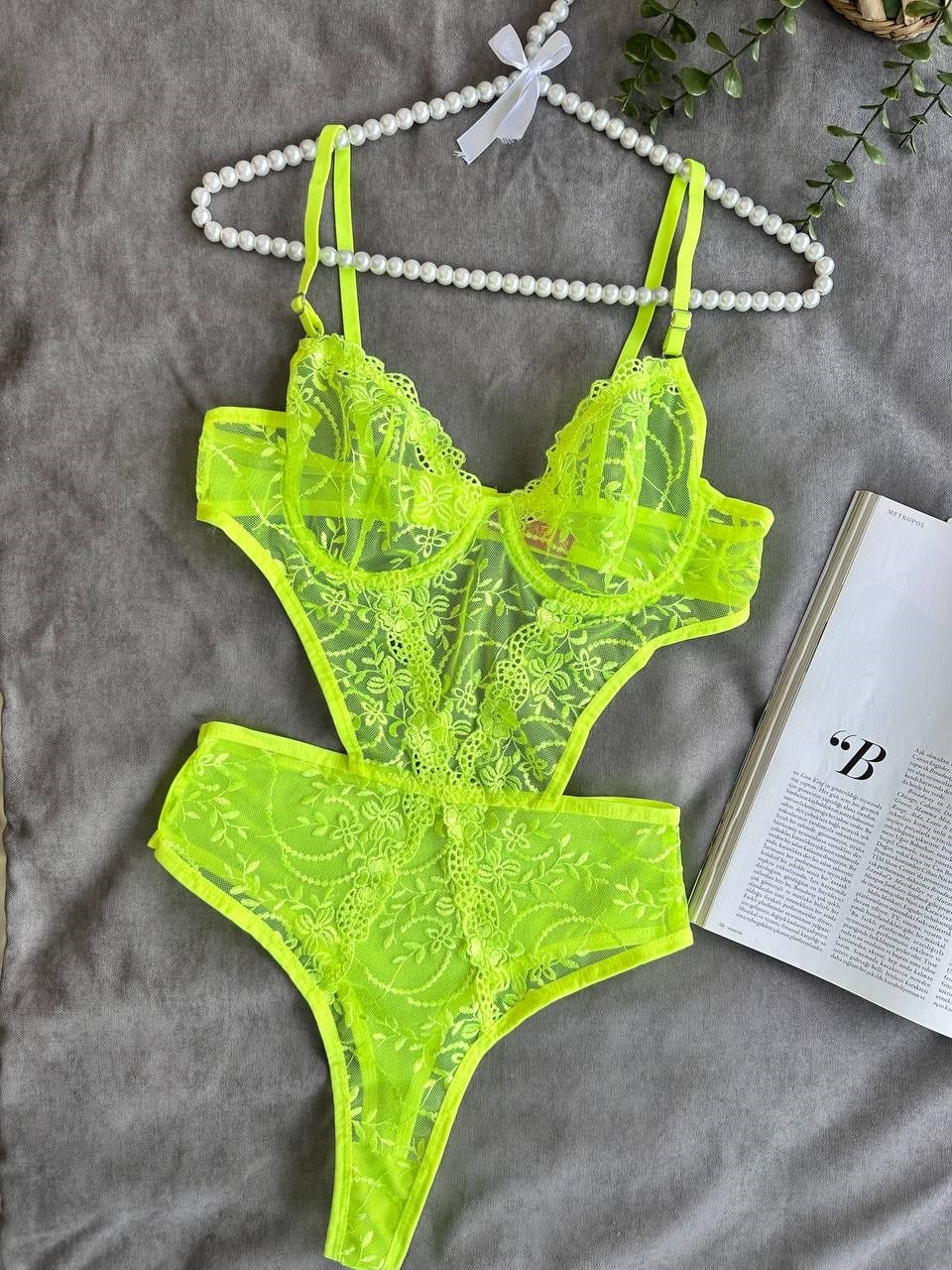 A 122 NEON YEŞİL BRODE SÜTYEN TAKIMI