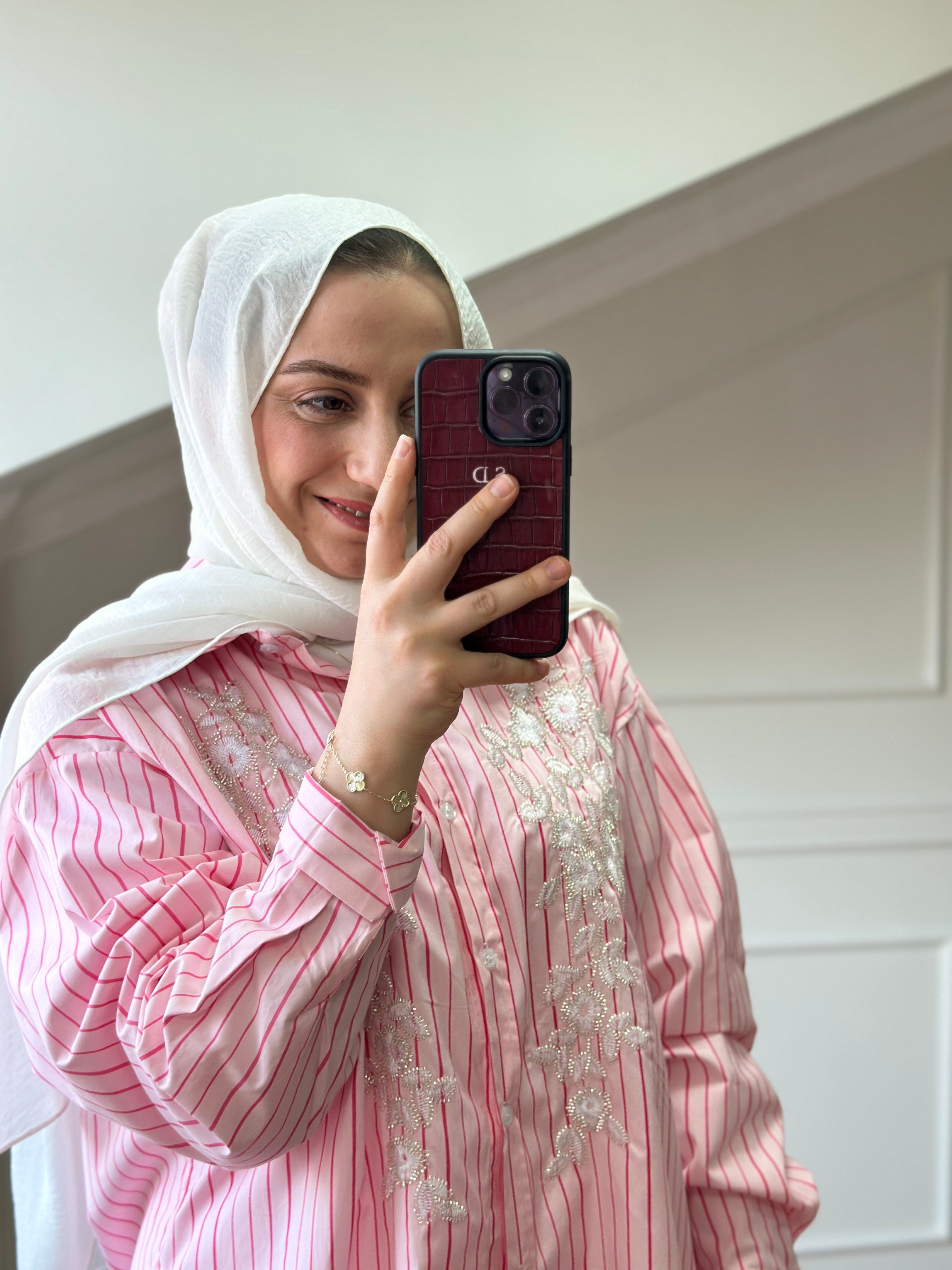 İşlemeli Gömlek | Pembe