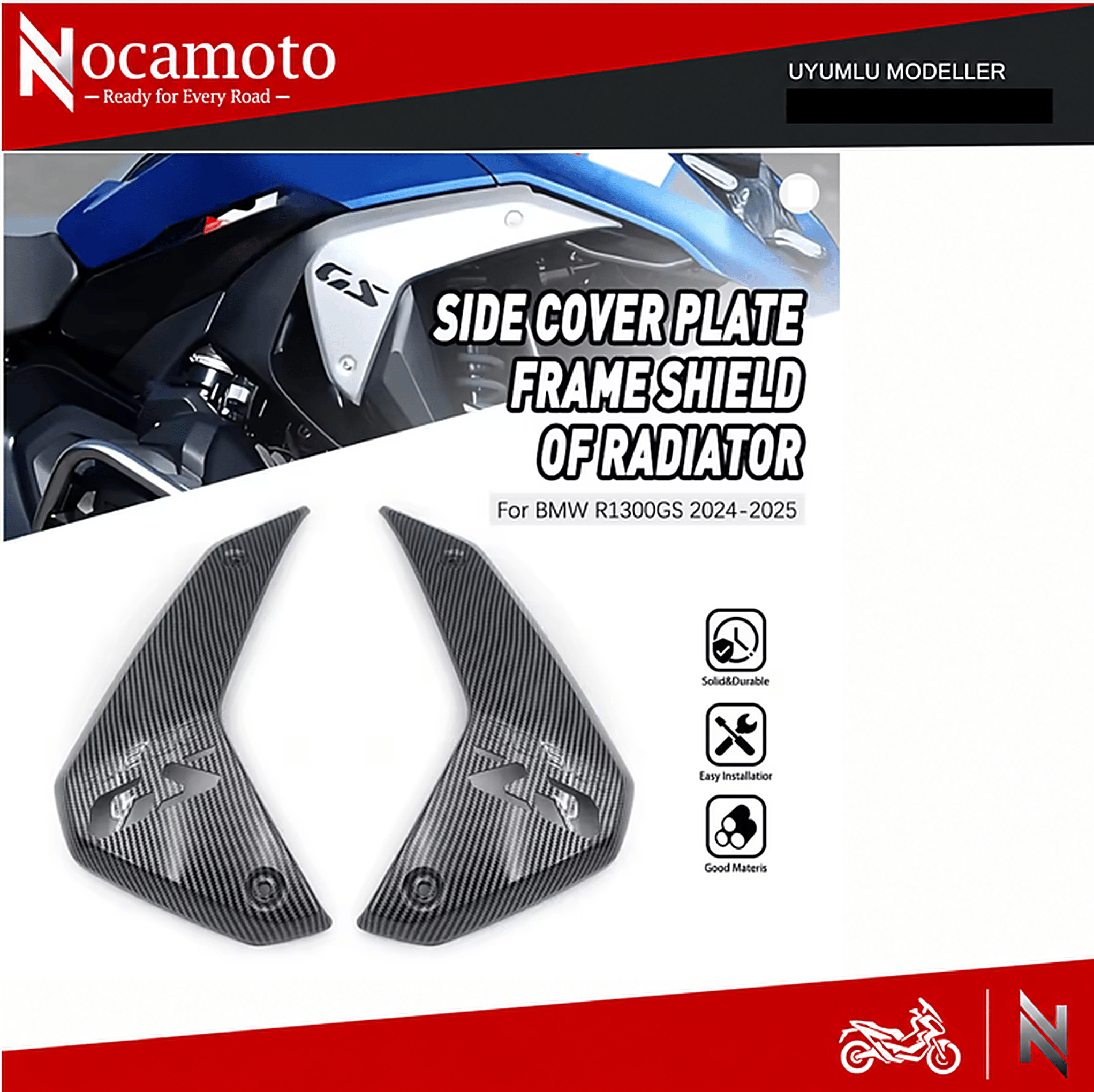 BMW R1300GS 2024-2025 Radyatör Yan Kapak Paneli | Çerçeve KorumaBMW R1300GS R 1300 GS 2024-2025 Motosiklet Radyatör Yan Kapak Paneli Çerçeve Koruma Kaplaması Modifiye Edilmiş Soğutma Suyu Deposu Yanı