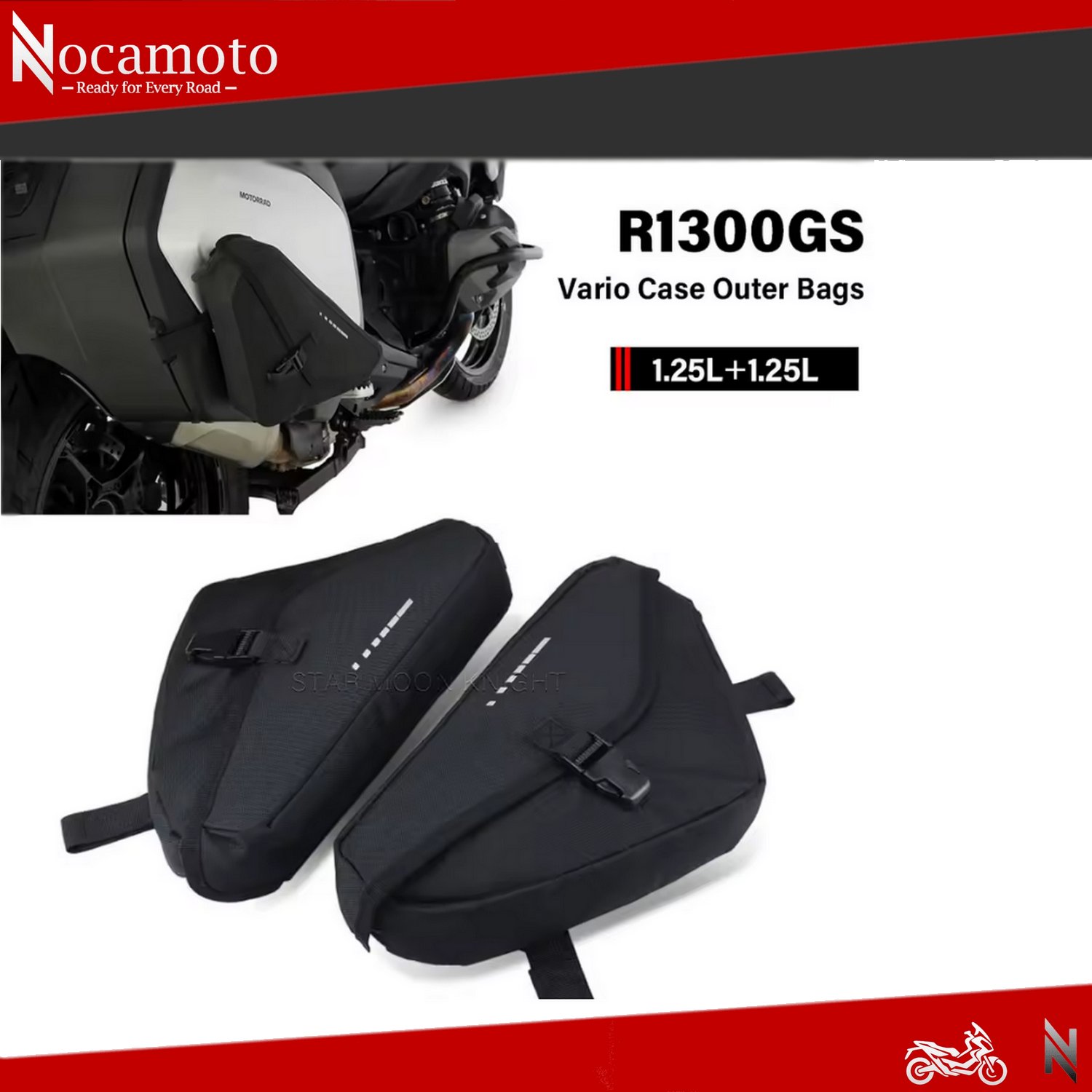 BMW R1300GS Vario Dış Çantaları (2'li Set) | Ek Depolama - NocamatoBMW R1300GS Vario Çanta Dış Çantaları 2'li Set