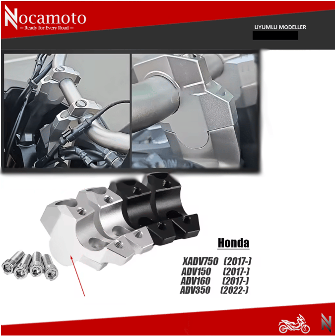 Honda X-ADV 750 Gidon Yükseltme Aparatı CNC Alüminyum | NocamotoHONDA X-ADV750 Gidon Yükseltici CNC Aluminyum